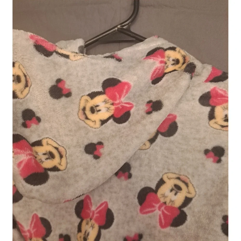 Disney Minnie Mouse Hooded Bathrobe Youth Size XS‎ Gray
